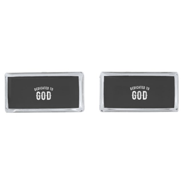 DEDICATED TO GOD CUSTOMIZABLE COOL WHITE TEXT CUFFLINKS (Front)