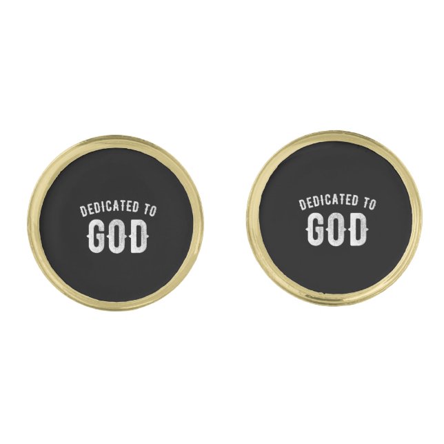 DEDICATED TO GOD CUSTOMIZABLE COOL WHITE TEXT CUFFLINKS (Front)