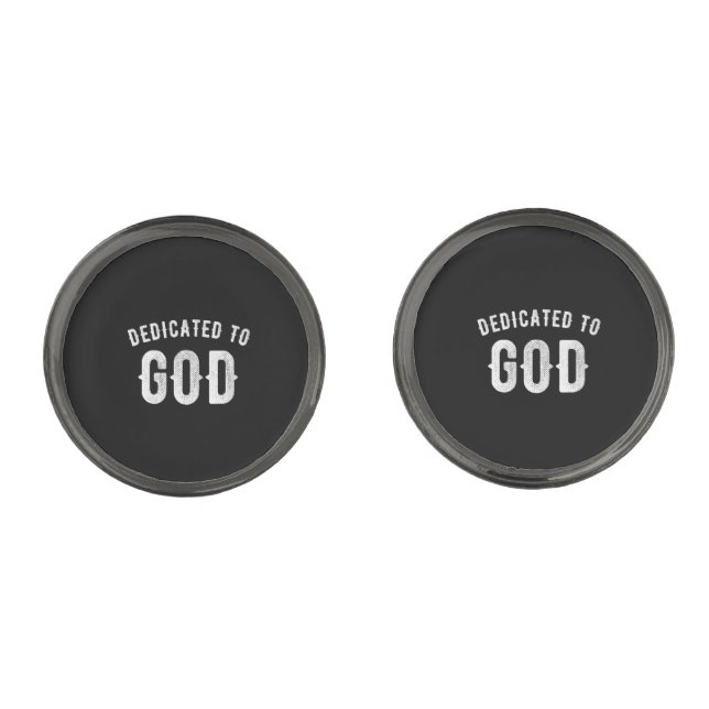DEDICATED TO GOD CUSTOMIZABLE COOL WHITE TEXT CUFFLINKS (Front)