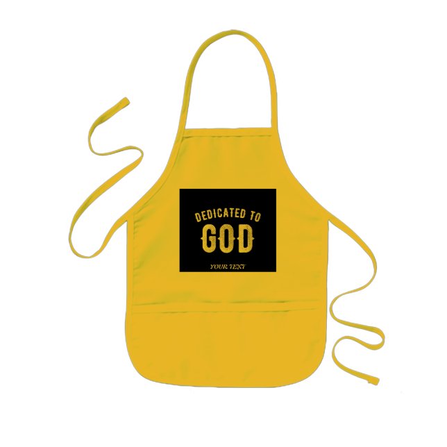 DEDICATED TO GOD CUSTOMIZABLE COOL WHITE TEXT KIDS' APRON (Front)