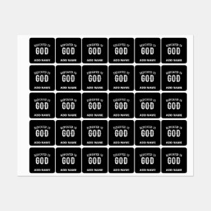 DEDICATED TO GOD CUSTOMIZABLE COOL WHITE TEXT KIDS' LABELS