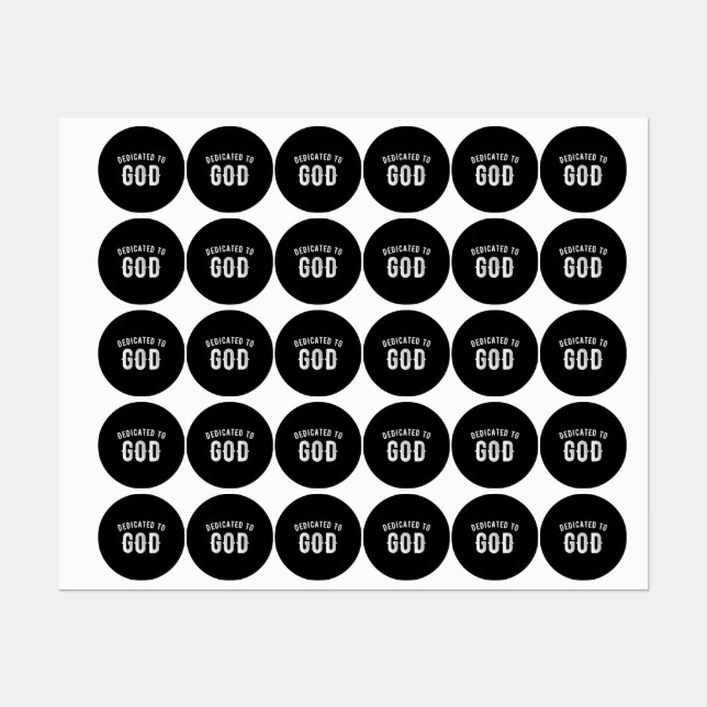 DEDICATED TO GOD CUSTOMIZABLE COOL WHITE TEXT KIDS' LABELS (Sheet)