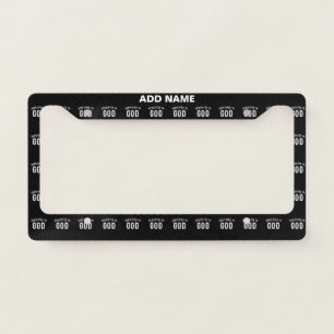 DEDICATED TO GOD CUSTOMIZABLE COOL WHITE TEXT LICENSE PLATE FRAME