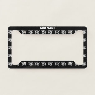 DEDICATED TO GOD CUSTOMIZABLE COOL WHITE TEXT LICENSE PLATE FRAME