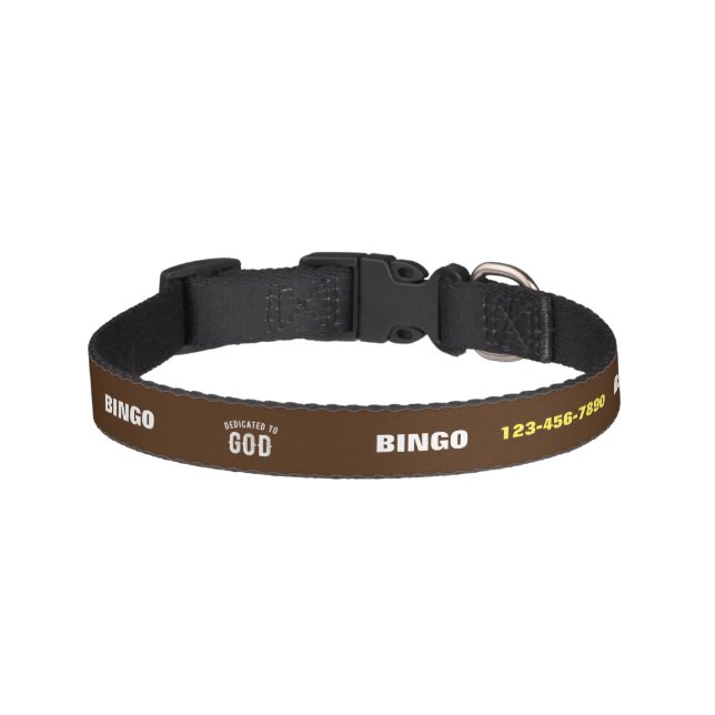 DEDICATED TO GOD CUSTOMIZABLE COOL WHITE TEXT PET COLLAR (Front)