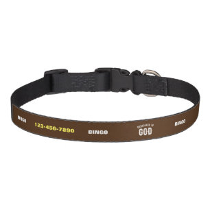 DEDICATED TO GOD CUSTOMIZABLE COOL WHITE TEXT PET COLLAR