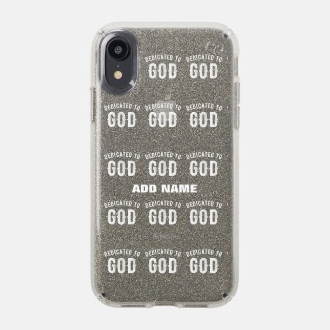 DEDICATED TO GOD CUSTOMIZABLE COOL WHITE TEXT SPECK iPhone XR CASE (Front (Black Phone))
