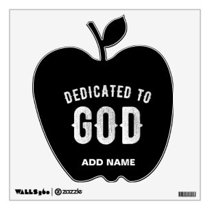 DEDICATED TO GOD CUSTOMIZABLE COOL WHITE TEXT WALL DECAL