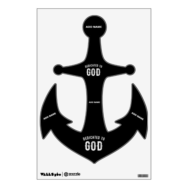 DEDICATED TO GOD CUSTOMIZABLE COOL WHITE TEXT WALL DECAL (Front)