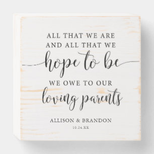 Dedicated To Our Parents Wedding Gift Wooden Box Sign