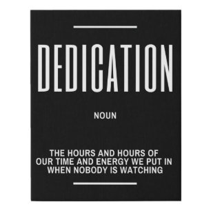 DEDICATION Definition Quote Faux Canvas Print