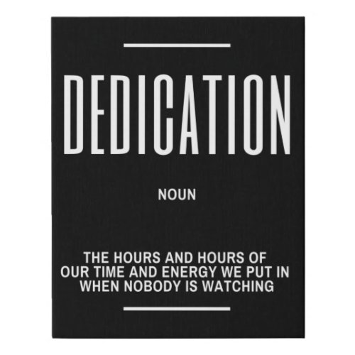 DEDICATION Definition Quote Faux Canvas Print