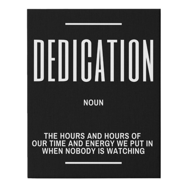 DEDICATION Definition Quote Faux Canvas Print (Front)
