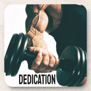 Dedication Motivational Workout Muscles Beverage Coaster