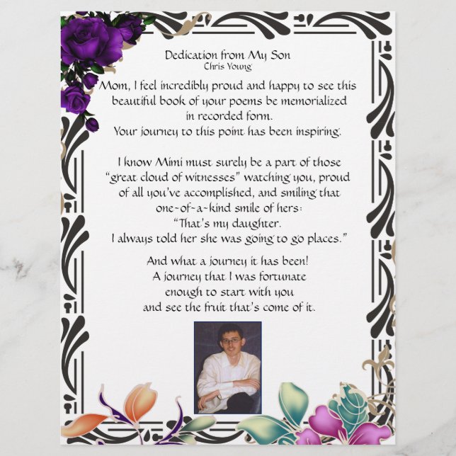 Dedication of my son on Personalized Paper (Front)