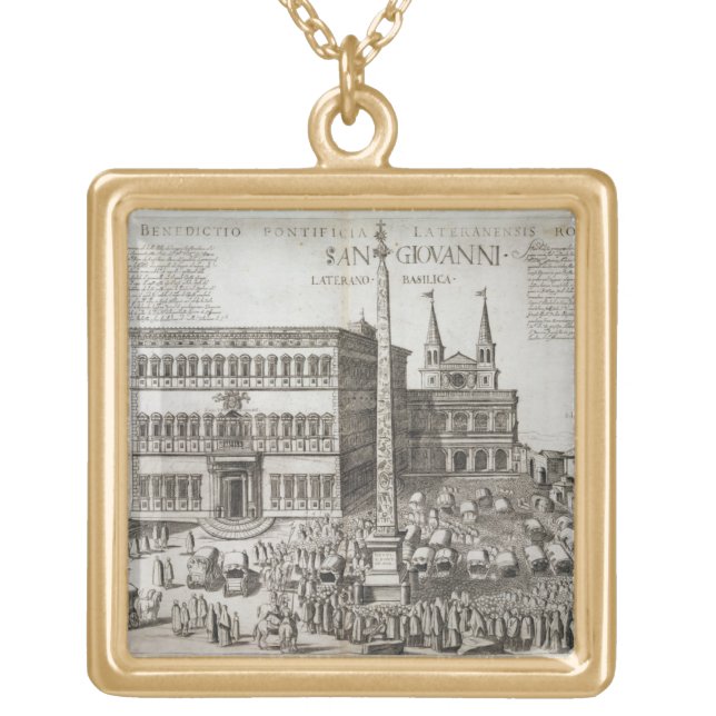 Dedication of the Obelisk in front of the Basilica Gold Plated Necklace (Front)