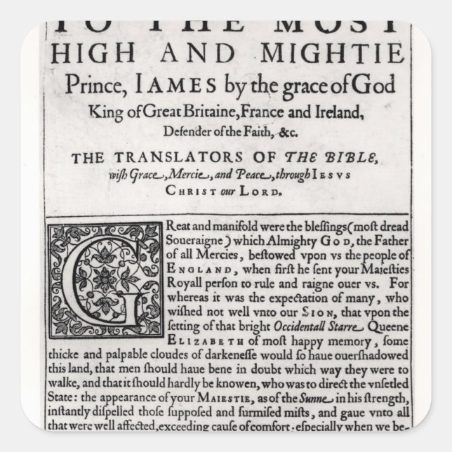 Dedication page in 'The Holy Bible' Square Sticker (Front)