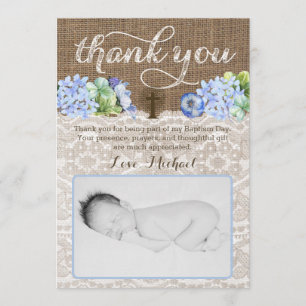 Dedication thank you card, religious thank you boy card