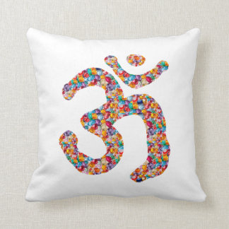 Dedication to OM MANTRA : DISPLAY gems,pearls om Throw Pillow
