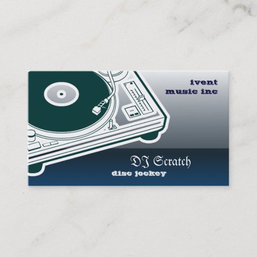 Dee Jay Button Style Turntable Business Card