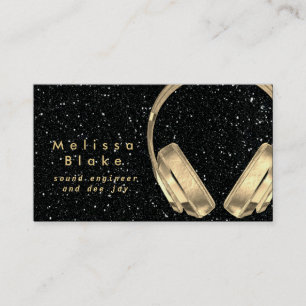 dee jay faux black glitter business card