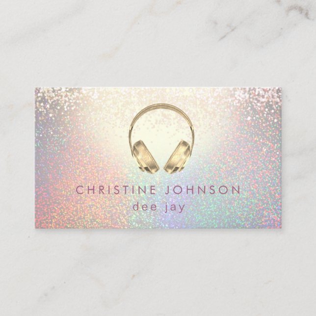 dee jay faux colorful glitter effect business card (Front)