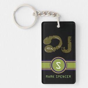 Dee jay initial monogram keychain