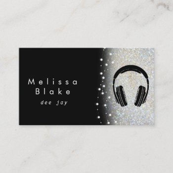 Dee Jay Silver Shade Faux Glitter Business Card by musickitten at Zazzle