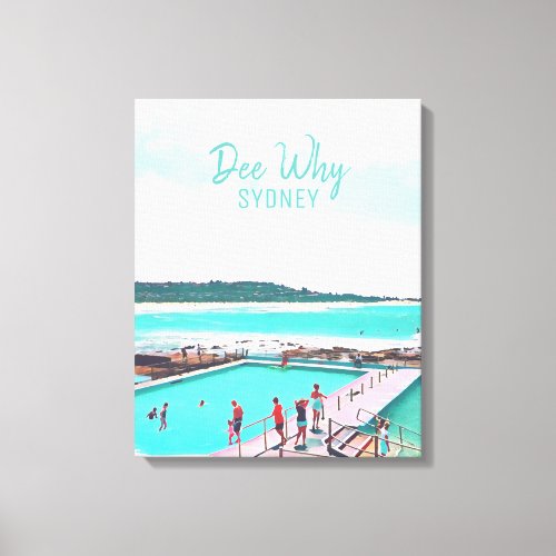 Dee Why Sydney beach Northern Beaches retro travel Canvas Print