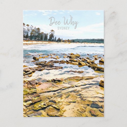 Dee Why Sydney Northern Beaches retro travel Postcard
