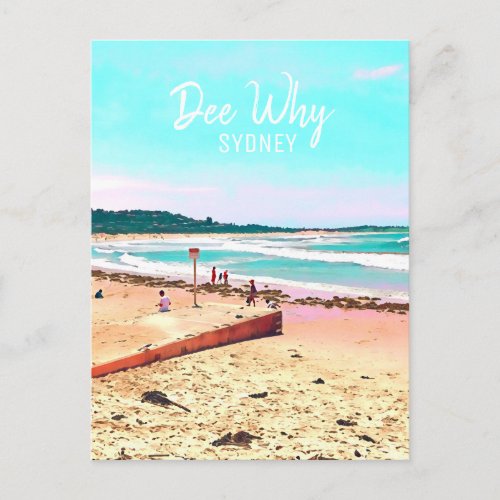 Dee Why Sydney Northern Beaches retro travel Postcard