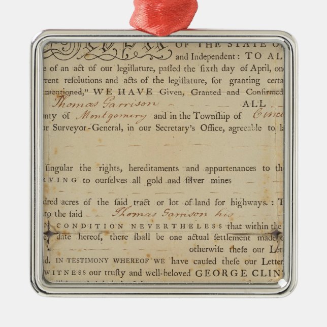 Deed, New York Metal Ornament (Front)