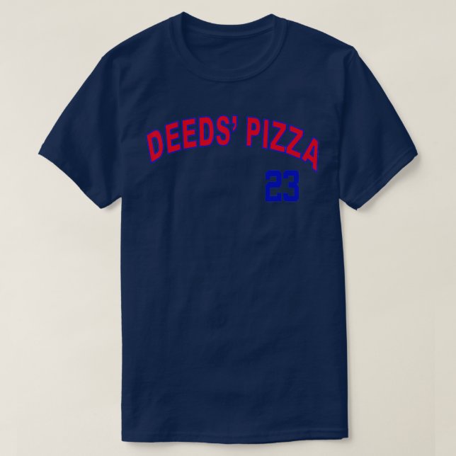 Deeds Pizza Baseball  T-Shirt (Design Front)