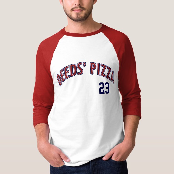 deeds pizza baseball shirt