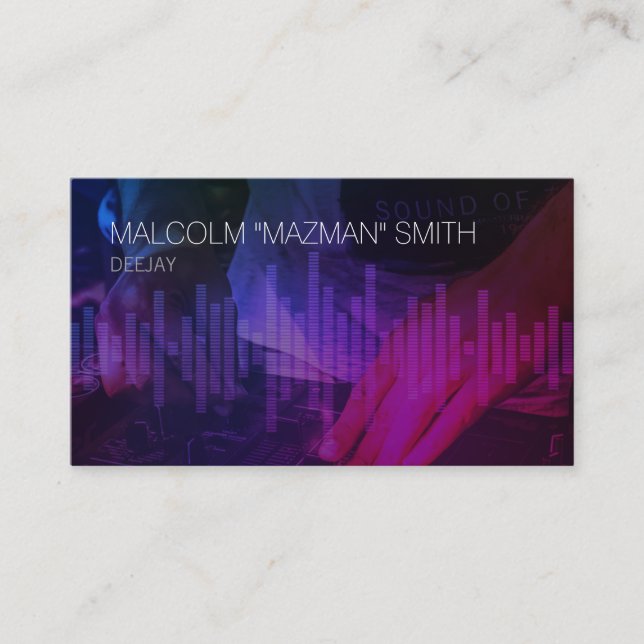 Deejay Disc Jockey DJ Sound Wave Mixer Business Card (Front)