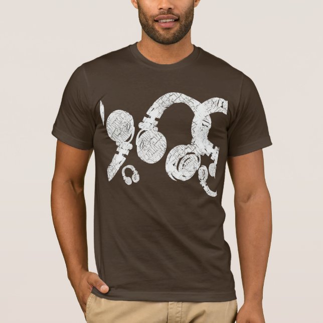 deejay dj D.J. white head/phones . music inspired T-Shirt (Front)