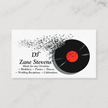 Deejay Dj Disc Jockey Vinyl Record Business Card by BusinessDesignsShop at Zazzle