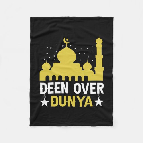 Deen Over Dunya Ramadan Fasting Muslim Ramadan Fleece Blanket