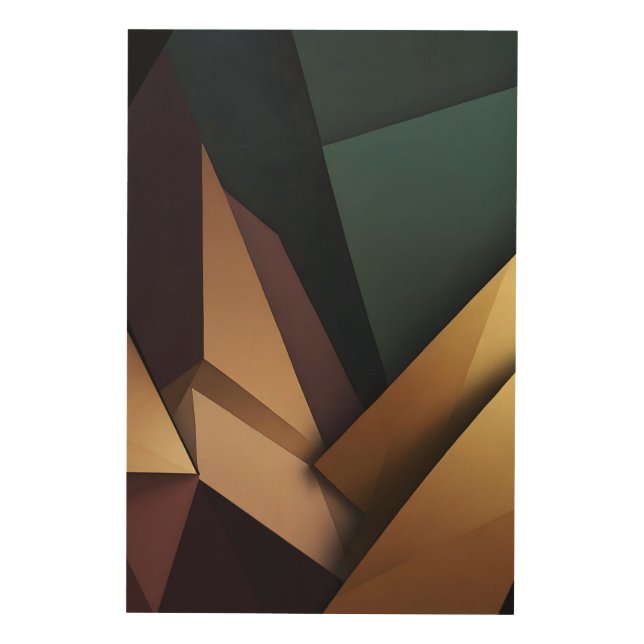 Deep Abstract Geometry Wood Wall Art (Front)