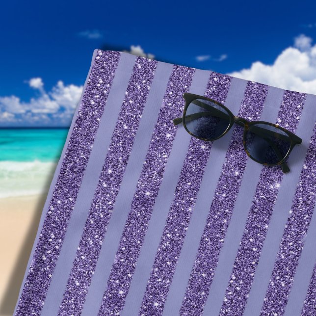 Deep Amethyst Glitter Style Horizontal Stripes  Beach Towel (Creator Uploaded)
