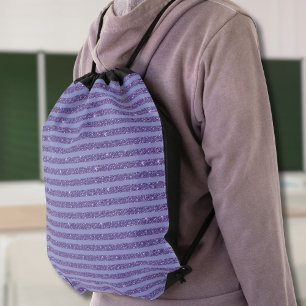 Deep Amethyst Glitter Style Horizontal Stripes  Drawstring Bag