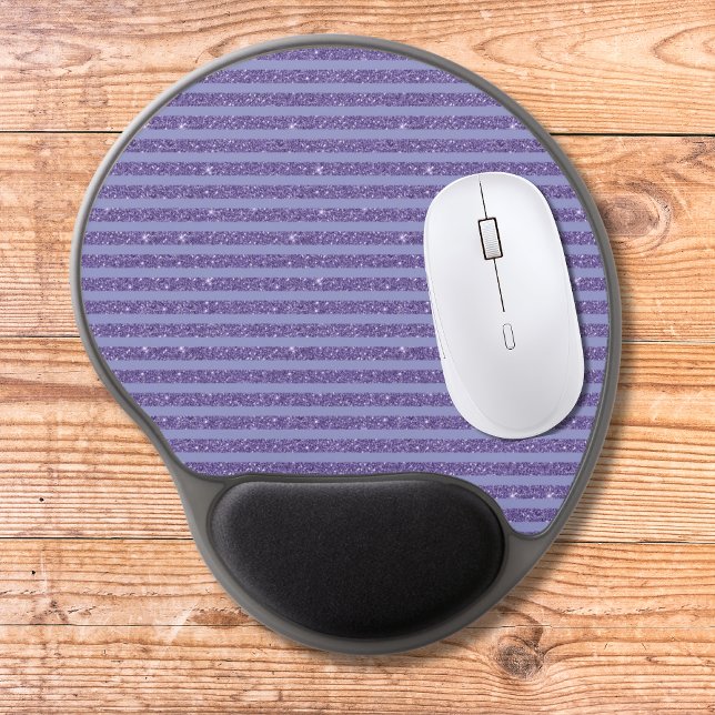 Deep Amethyst Glitter Style Horizontal Stripes  Gel Mouse Pad (Creator Uploaded)