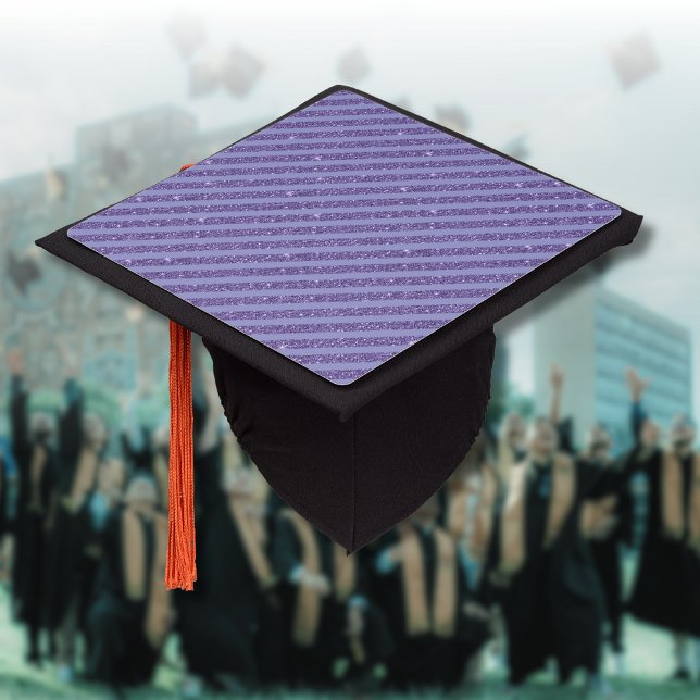 Deep Amethyst Glitter Style Horizontal Stripes  Graduation Cap Topper (Creator Uploaded)