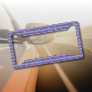 Deep Amethyst Glitter Style Horizontal Stripes License Plate Frame