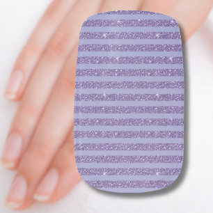 Deep Amethyst Glitter Style Horizontal Stripes Minx Nail Art