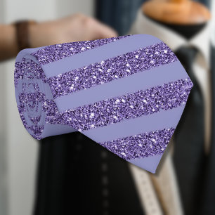Deep Amethyst Glitter Style Horizontal Stripes  Neck Tie