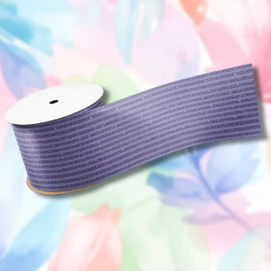 Deep Amethyst Glitter Style Horizontal Stripes Satin Ribbon