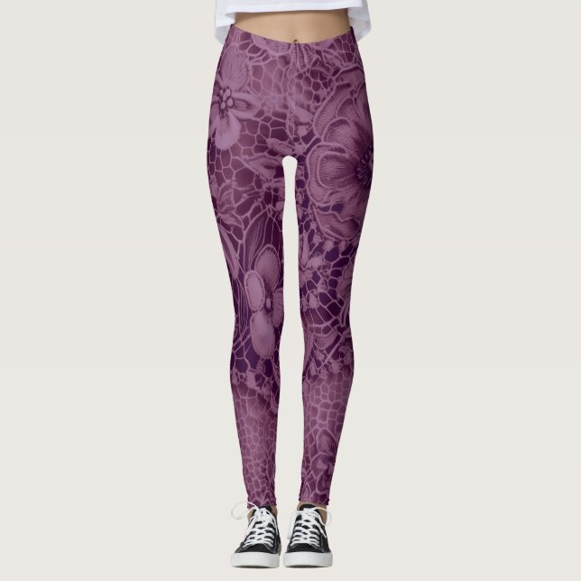 "Deep Amethyst Vintage Lace" Leggings (Front)