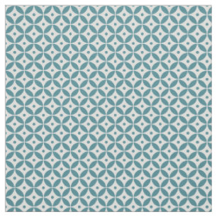 Deep Aqua and White Geometric Pattern Shippo Fabric