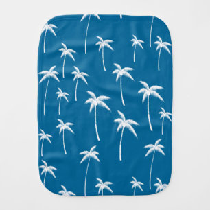 Deep Aqua and White Palm Trees Burp Cloth